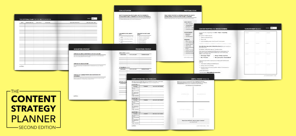 [ Multiple spreads of the Content Strategy Planner by Sara Eatherton-Goff ]