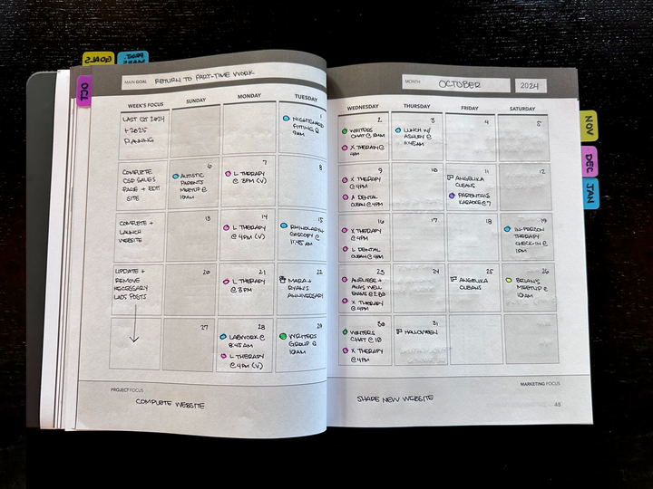 [ Photo example of the calendar setup in the Content Strategy Planner, by Sara Eatherton-Goff ]