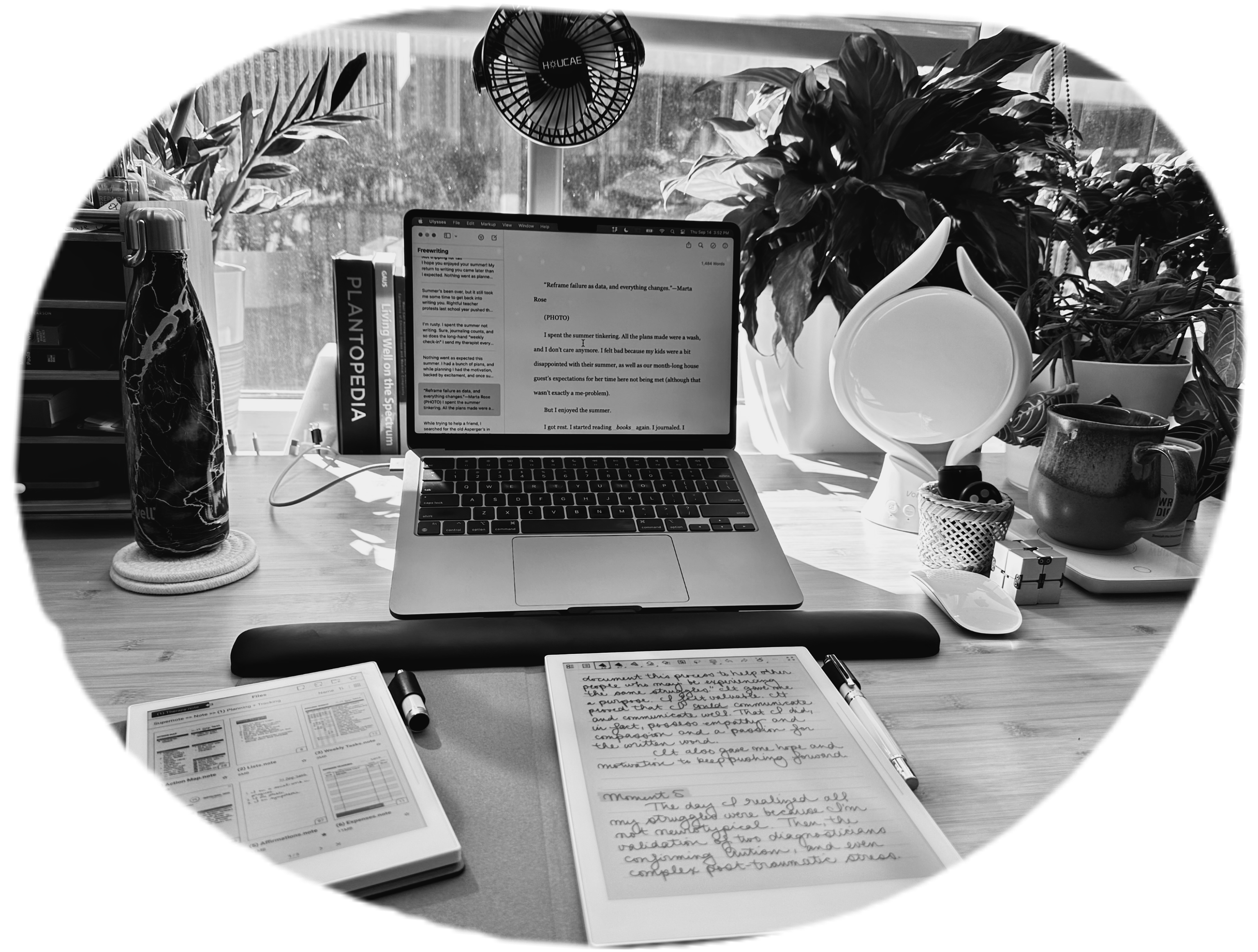 [ Stylized photo of writing at Sara Eatherton-Goff's desk ]